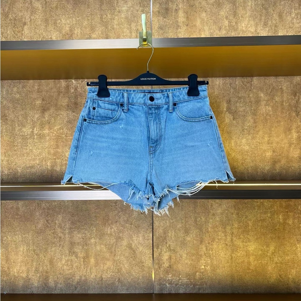 🚩steal Alexander Wang Light Blue Distressed High-Rise Denim Shorts